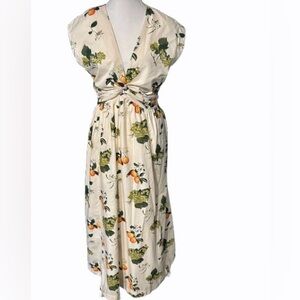 NWT Peach Grapes Fruit Dress Abercrombie & Fitch Maxi Medium New Resort Cotton